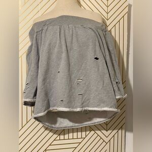 Distressed Off The Shoulder Sweatshirt